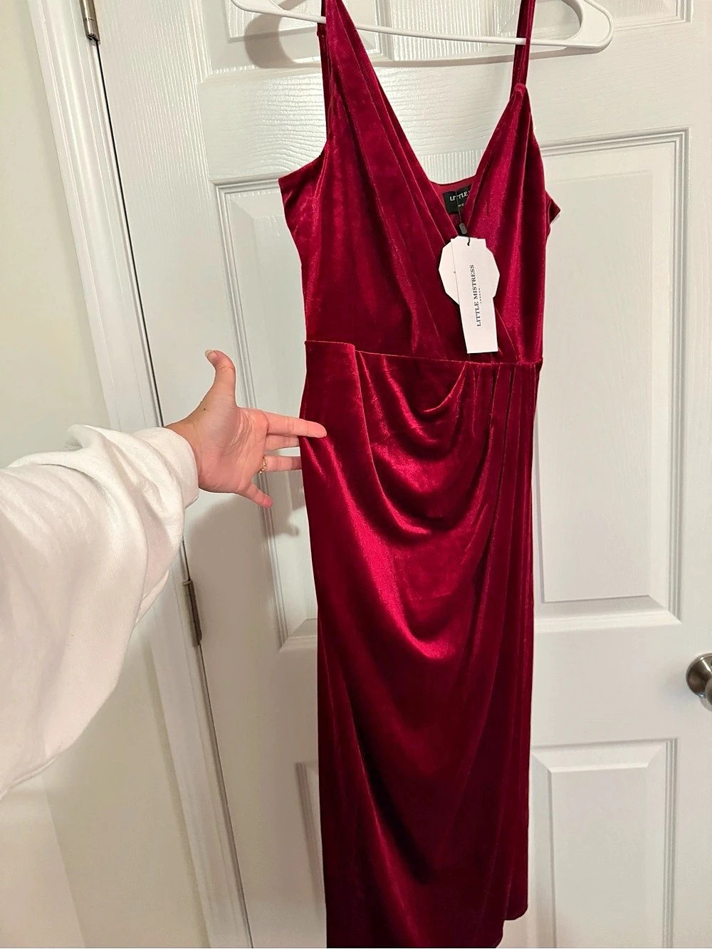 Little Mistress Velvet Maxi Dress in Red Size 8 NWT